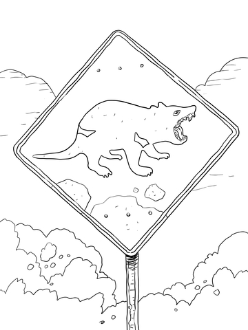 Tasmanian Devil Sign Coloring Page